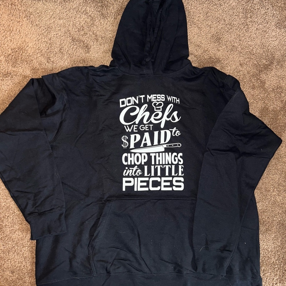 Black Graphic Hoodie with Chef Quote